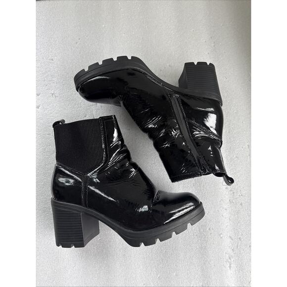 Naturalizer boots Black Patent Verney 2 Leather Ankle 3” Heel Size 8.5W WIDE - Picture 1 of 16